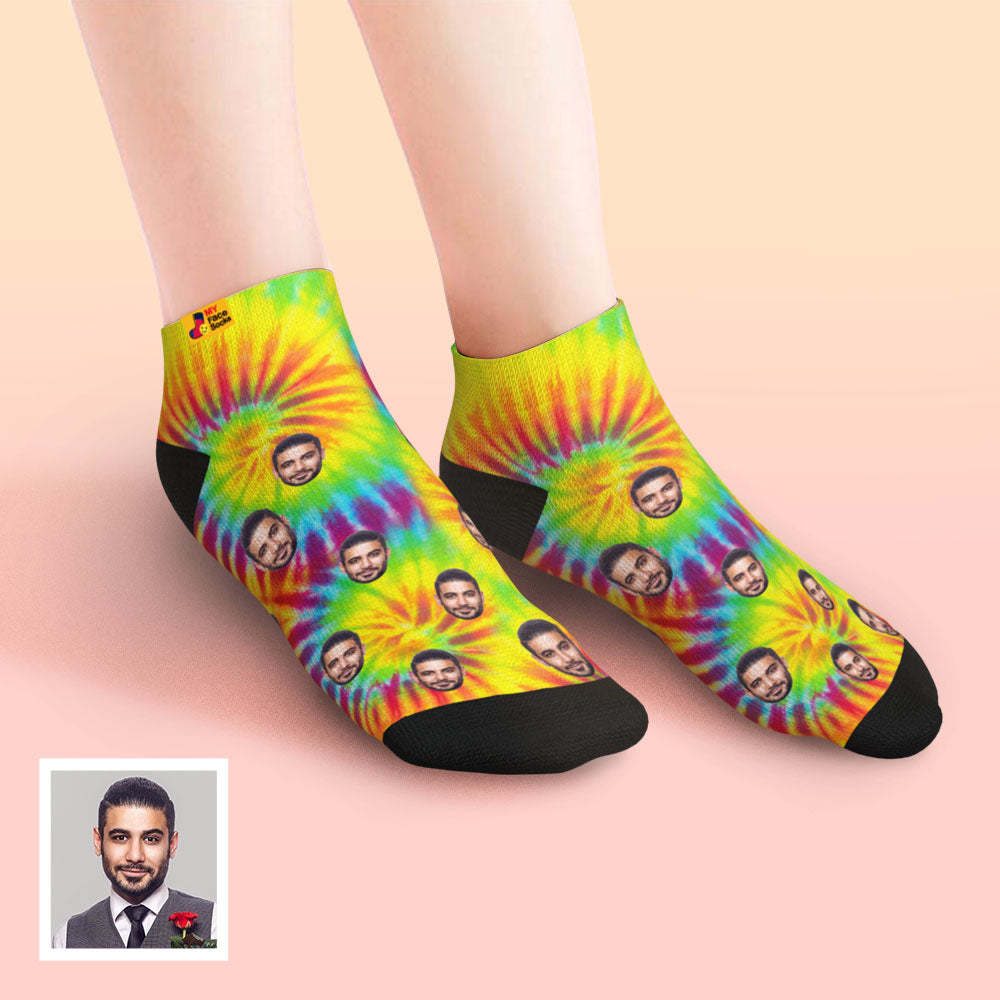 Calcetines Tobilleros De Corte Bajo Personalizados Tie Dye - MyFaceSocksES