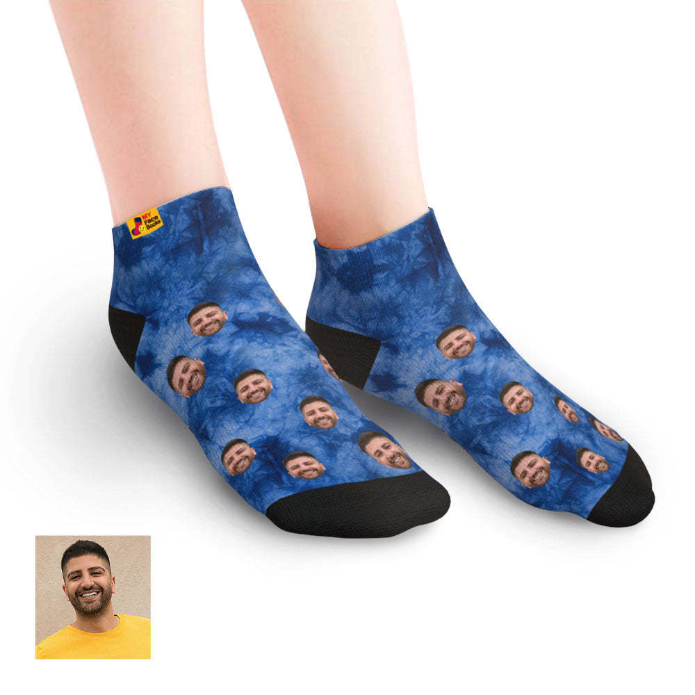 Calcetines Tobilleros De Corte Bajo Estilo Tie Dye Personalizados Teñidos Con Hielo - MyFaceSocksES