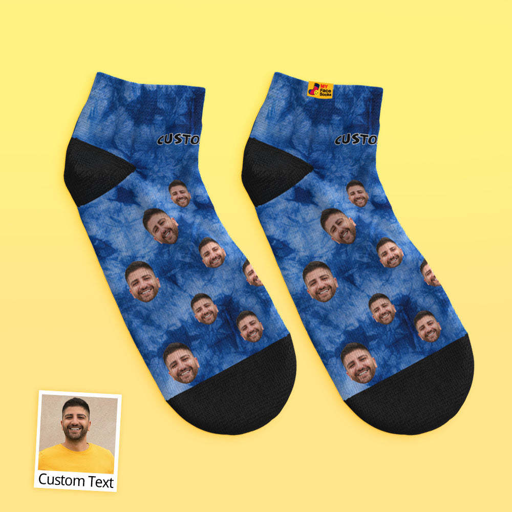 Calcetines Tobilleros De Corte Bajo Estilo Tie Dye Personalizados Teñidos Con Hielo - MyFaceSocksES