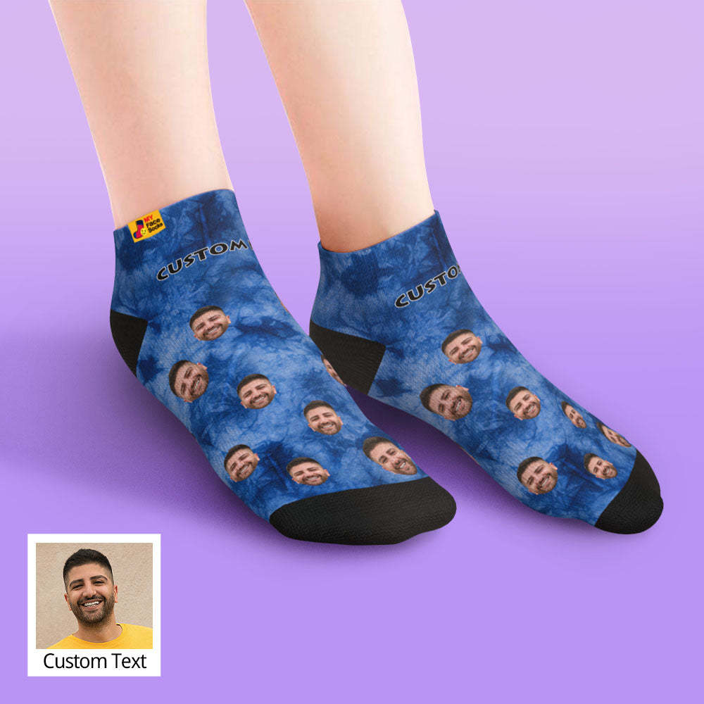 Calcetines Tobilleros De Corte Bajo Estilo Tie Dye Personalizados Teñidos Con Hielo - MyFaceSocksES