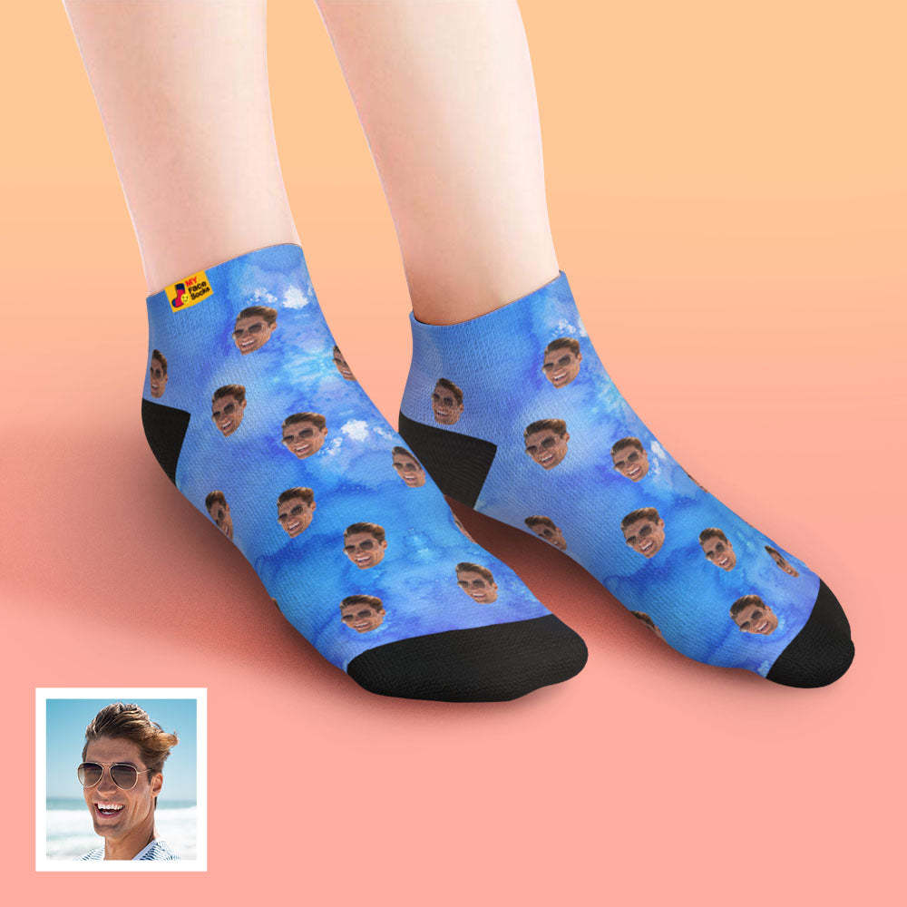 Calcetines De Tobillo De Corte Bajo Personalizados Calcetines De Cara Personalizados Estilo De Teñido Anudado - MyFaceSocksES