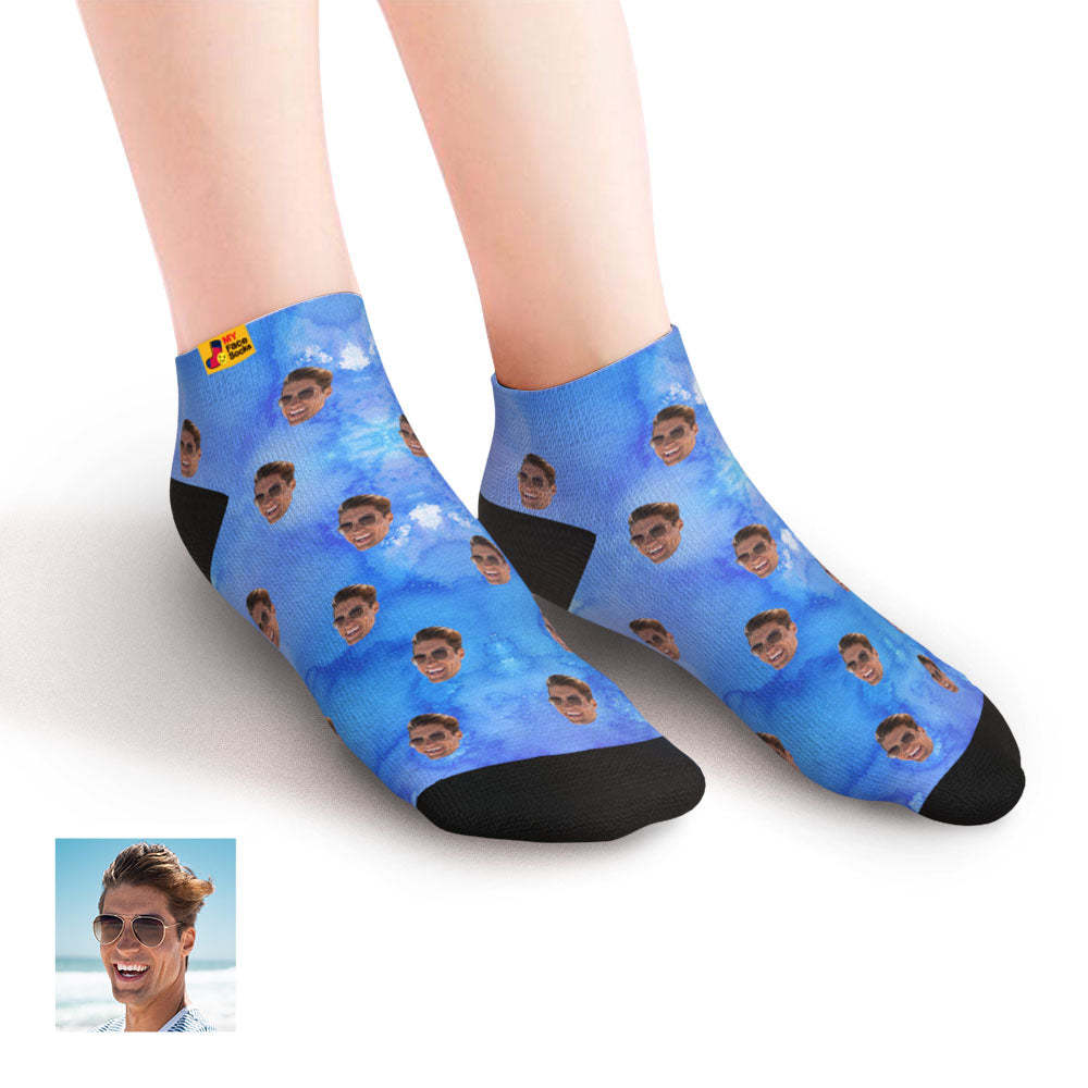 Calcetines De Tobillo De Corte Bajo Personalizados Calcetines De Cara Personalizados Estilo De Teñido Anudado - MyFaceSocksES