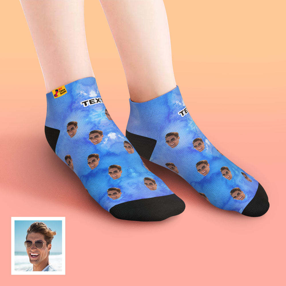 Calcetines De Tobillo De Corte Bajo Personalizados Calcetines De Cara Personalizados Estilo De Teñido Anudado - MyFaceSocksES