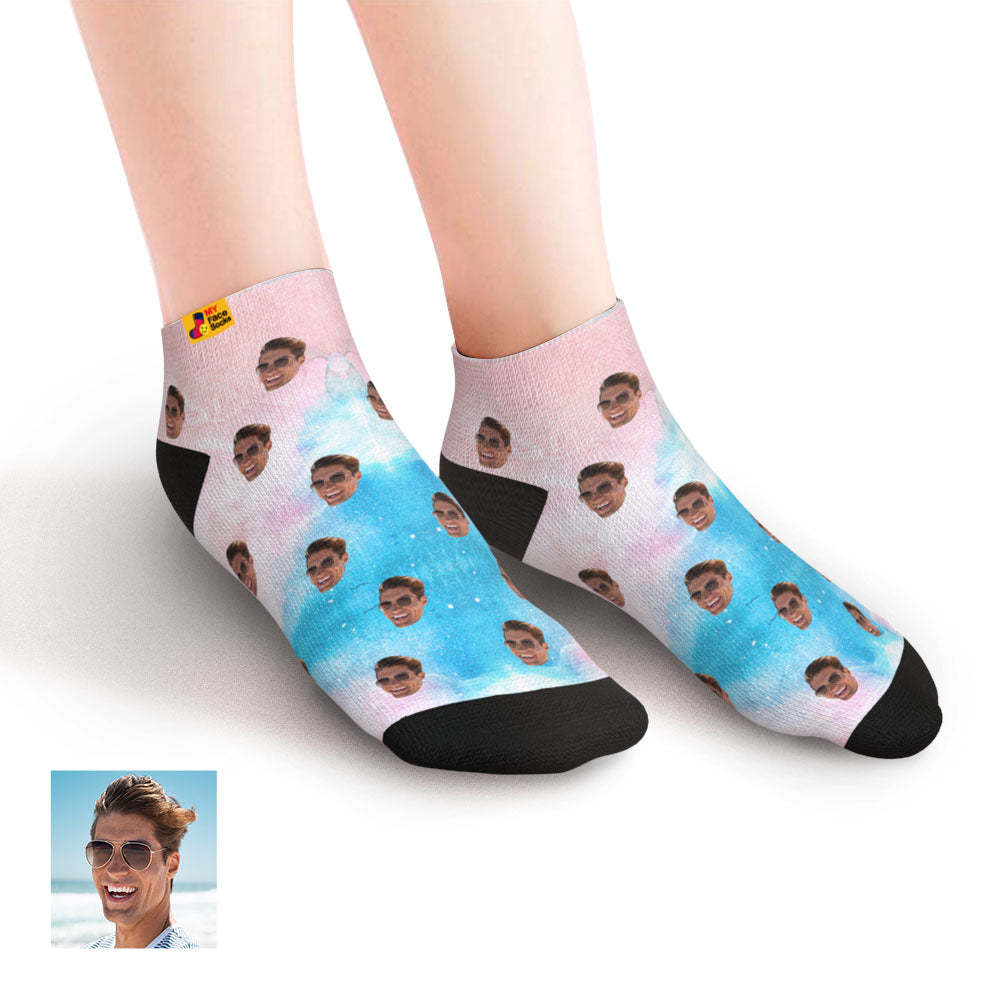 Calcetines Tobilleros De Corte Bajo Personalizados Calcetines Faciales Personalizados Tinta De Color - MyFaceSocksES