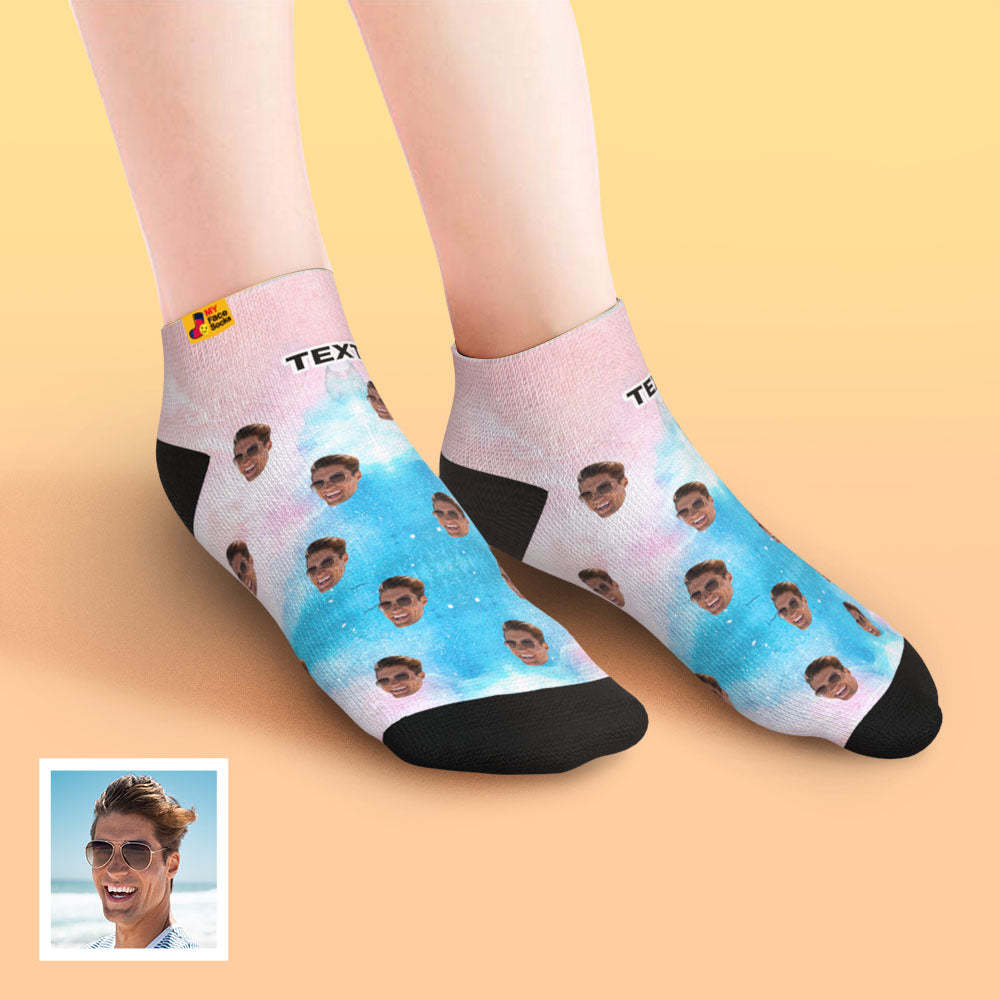 Calcetines Tobilleros De Corte Bajo Personalizados Calcetines Faciales Personalizados Tinta De Color - MyFaceSocksES