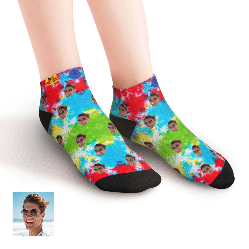 Calcetines De Tobillo De Corte Bajo Personalizados Calcetines De Cara Personalizados Teñido Anudado Divertido - MyFaceSocksES