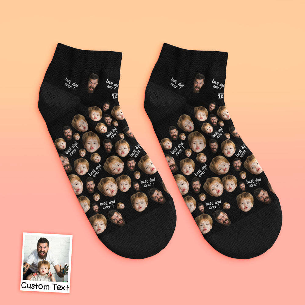 Calcetines Tobilleros De Corte Bajo Personalizados Para El Mejor Papá - MyFaceSocksES