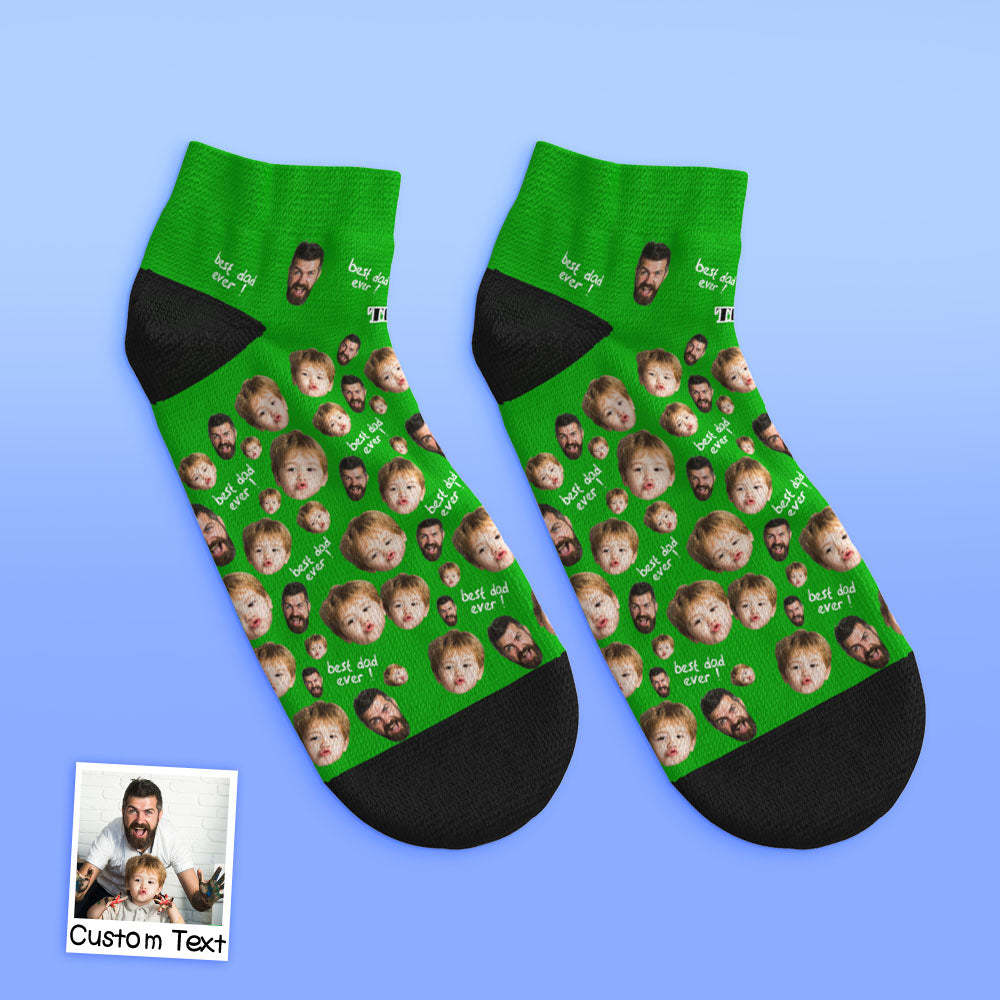 Calcetines Tobilleros De Corte Bajo Personalizados Para El Mejor Papá - MyFaceSocksES