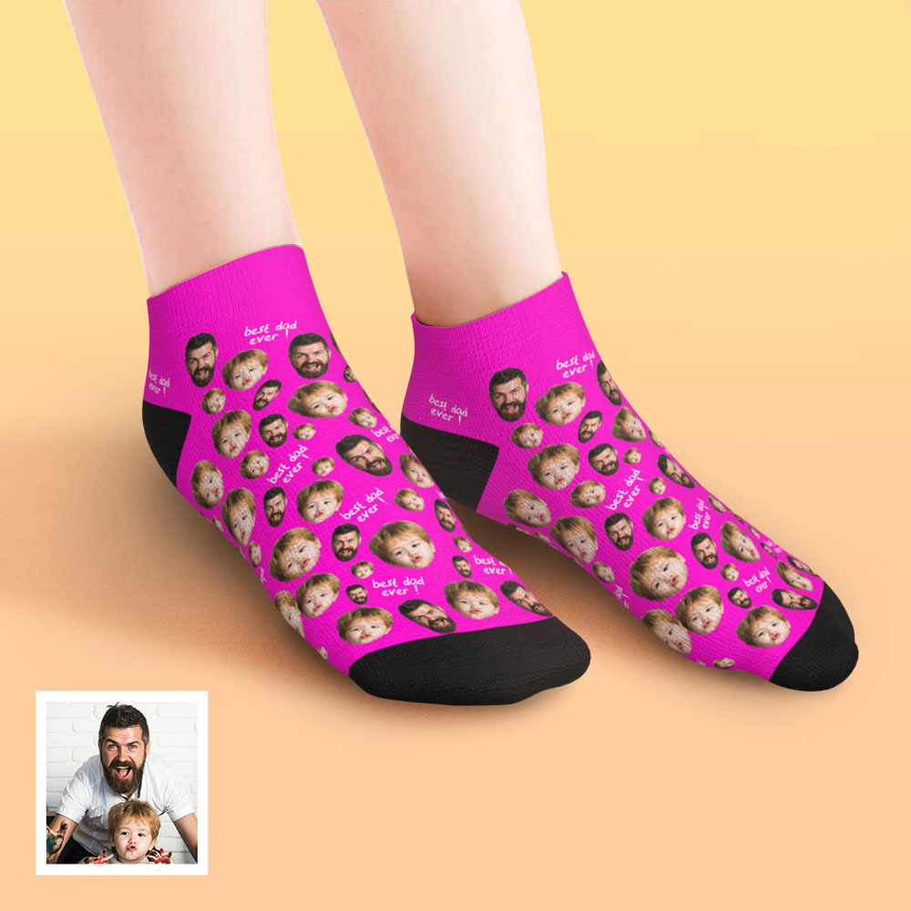 Calcetines Tobilleros De Corte Bajo Personalizados Para El Mejor Papá - MyFaceSocksES