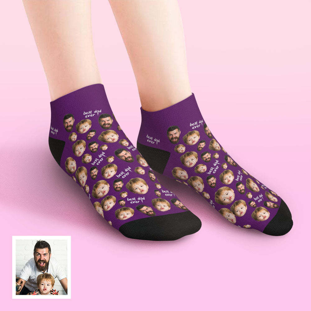 Calcetines Tobilleros De Corte Bajo Personalizados Para El Mejor Papá - MyFaceSocksES