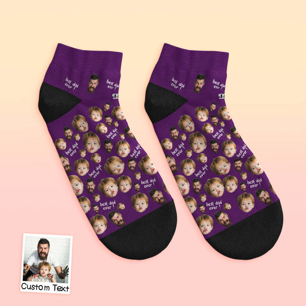 Calcetines Tobilleros De Corte Bajo Personalizados Para El Mejor Papá - MyFaceSocksES