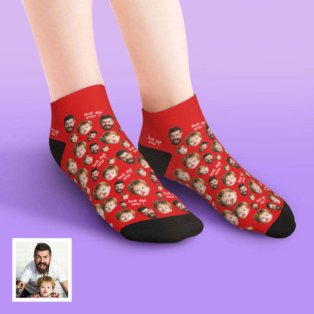 Calcetines Tobilleros De Corte Bajo Personalizados Para El Mejor Papá - MyFaceSocksES