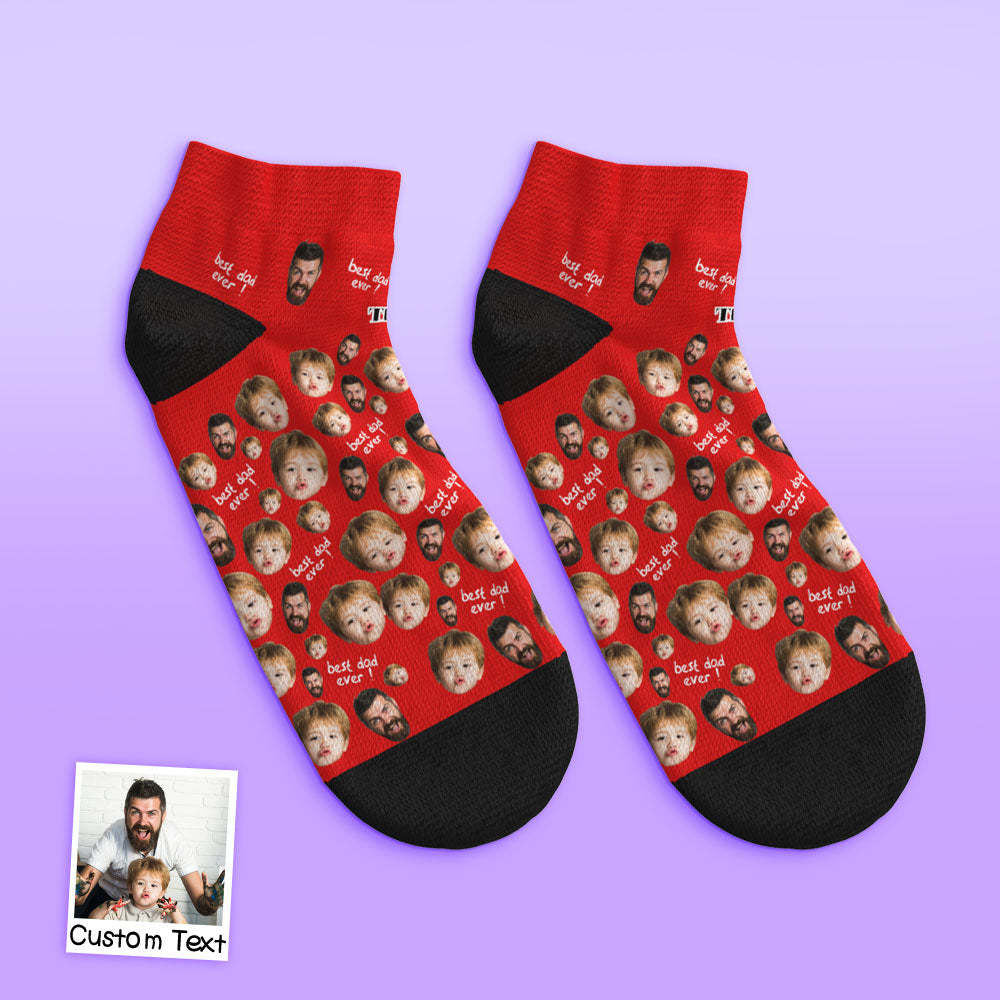 Calcetines Tobilleros De Corte Bajo Personalizados Para El Mejor Papá - MyFaceSocksES