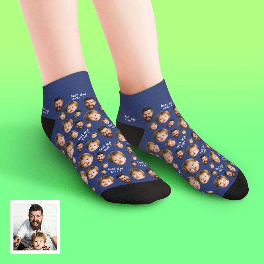 Calcetines Tobilleros De Corte Bajo Personalizados Para El Mejor Papá - MyFaceSocksES