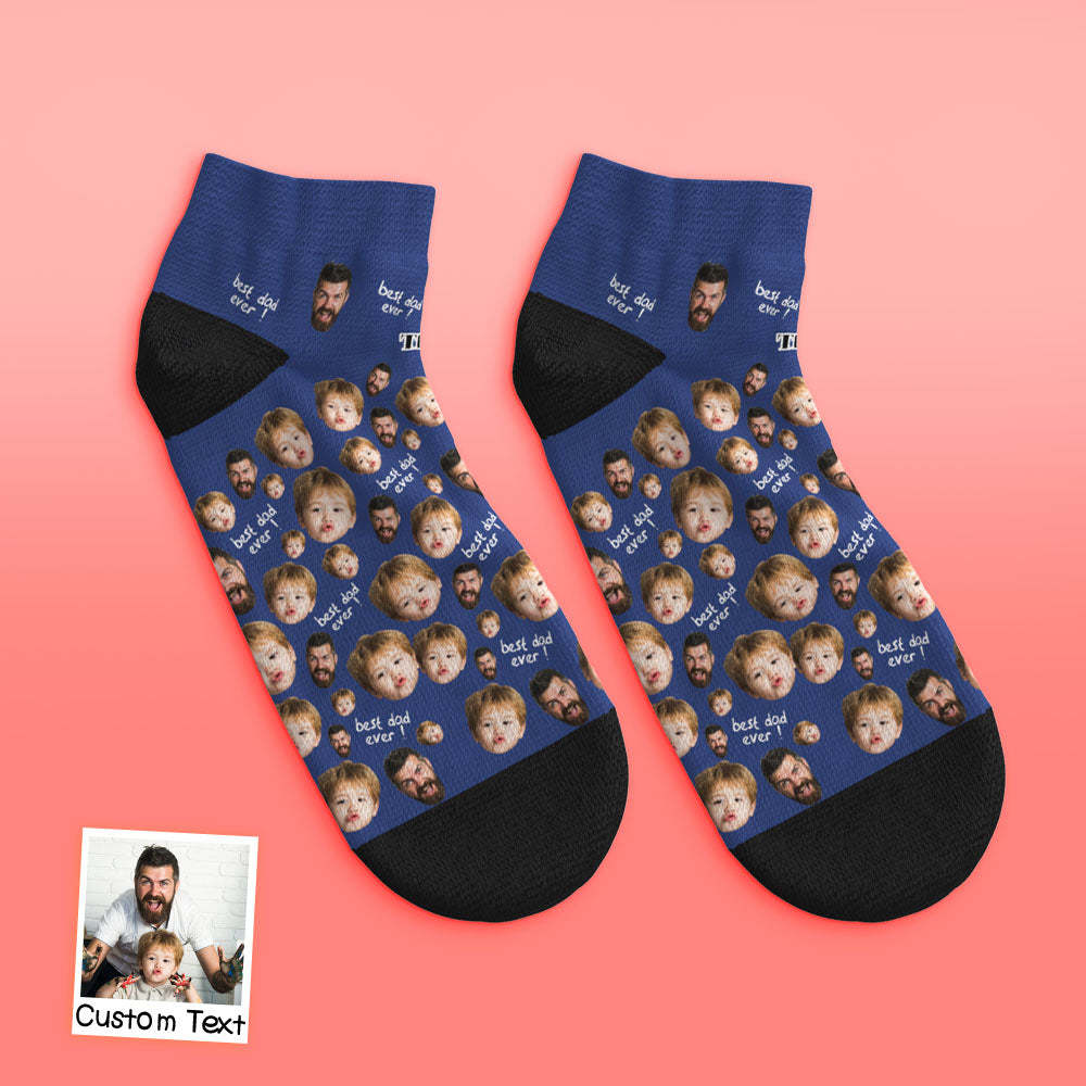 Calcetines Tobilleros De Corte Bajo Personalizados Para El Mejor Papá - MyFaceSocksES