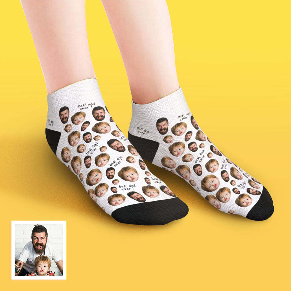 Calcetines Tobilleros De Corte Bajo Personalizados Para El Mejor Papá - MyFaceSocksES