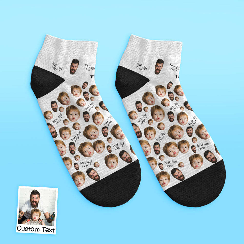 Calcetines Tobilleros De Corte Bajo Personalizados Para El Mejor Papá - MyFaceSocksES