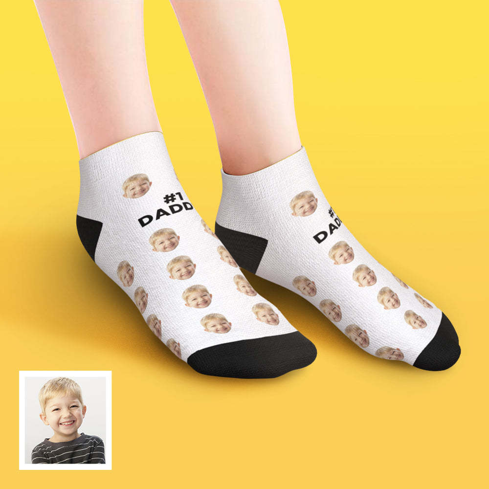 Calcetines Tobilleros De Corte Bajo Personalizados Para Papá #1 Daddy - MyFaceSocksES