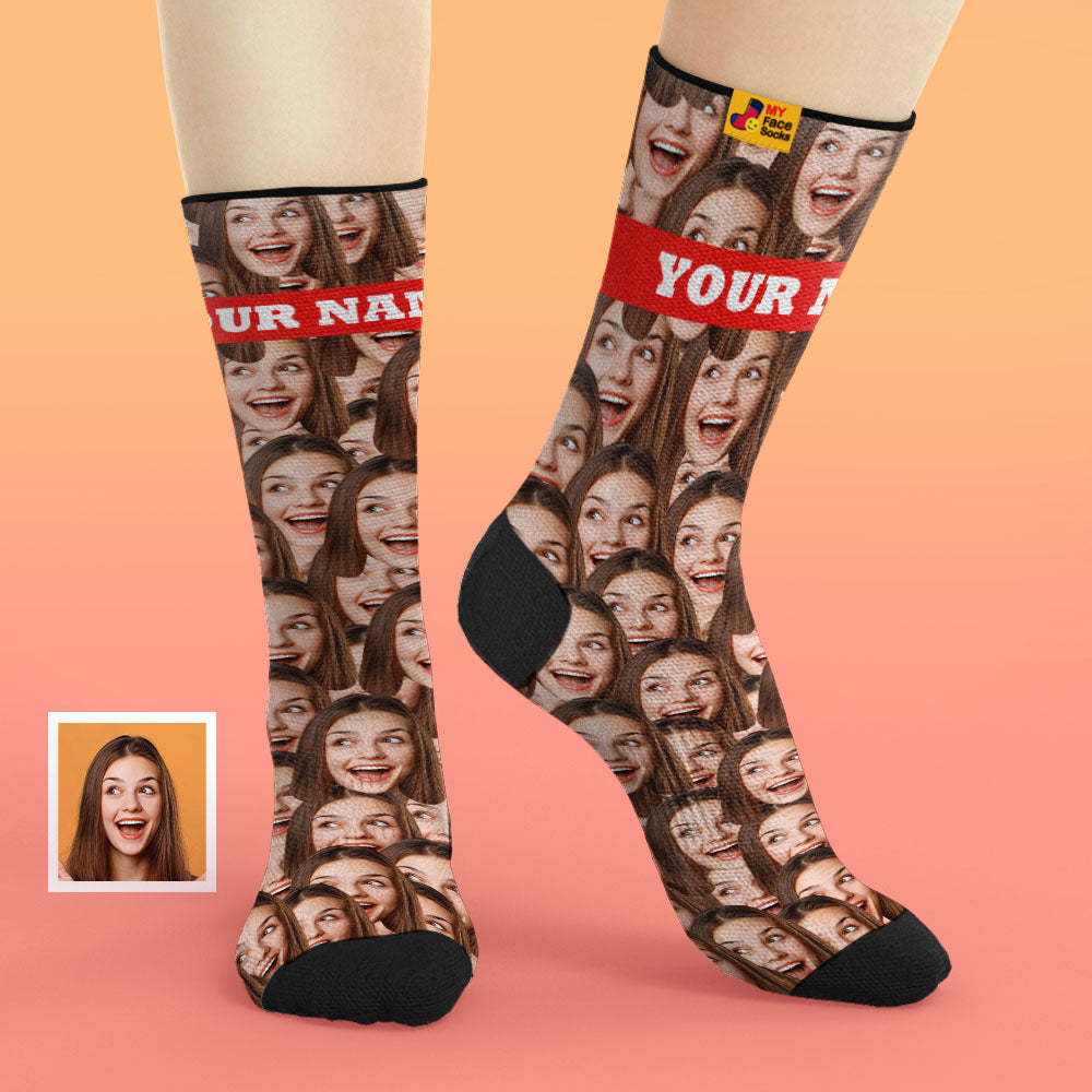 Regalos De Navidad, Calcetines Faciales Personalizados, Agregar Imágenes Y Nombre - Face Mash - MyFaceSocksES