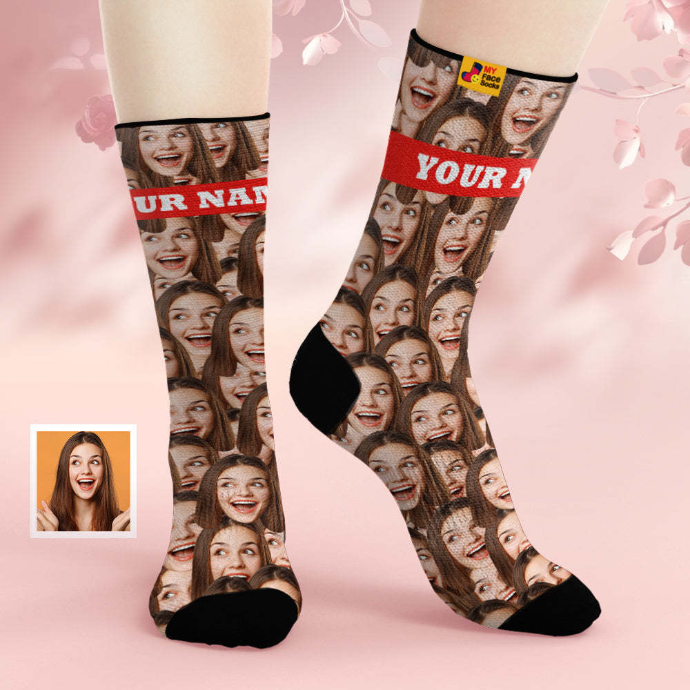 Regalos De Navidad, Calcetines Faciales Personalizados, Agregar Imágenes Y Nombre - Face Mash - MyFaceSocksES