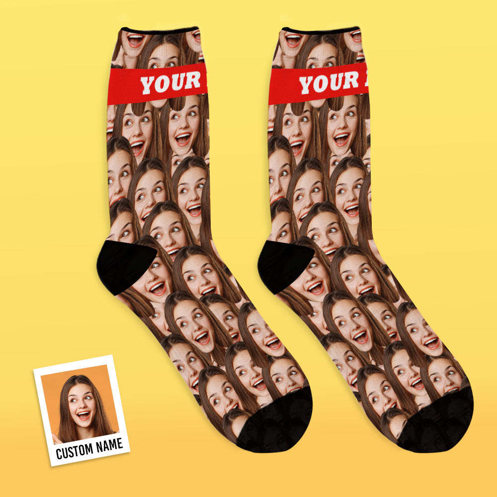 Regalos De Navidad, Calcetines Faciales Personalizados, Agregar Imágenes Y Nombre - Face Mash - MyFaceSocksES