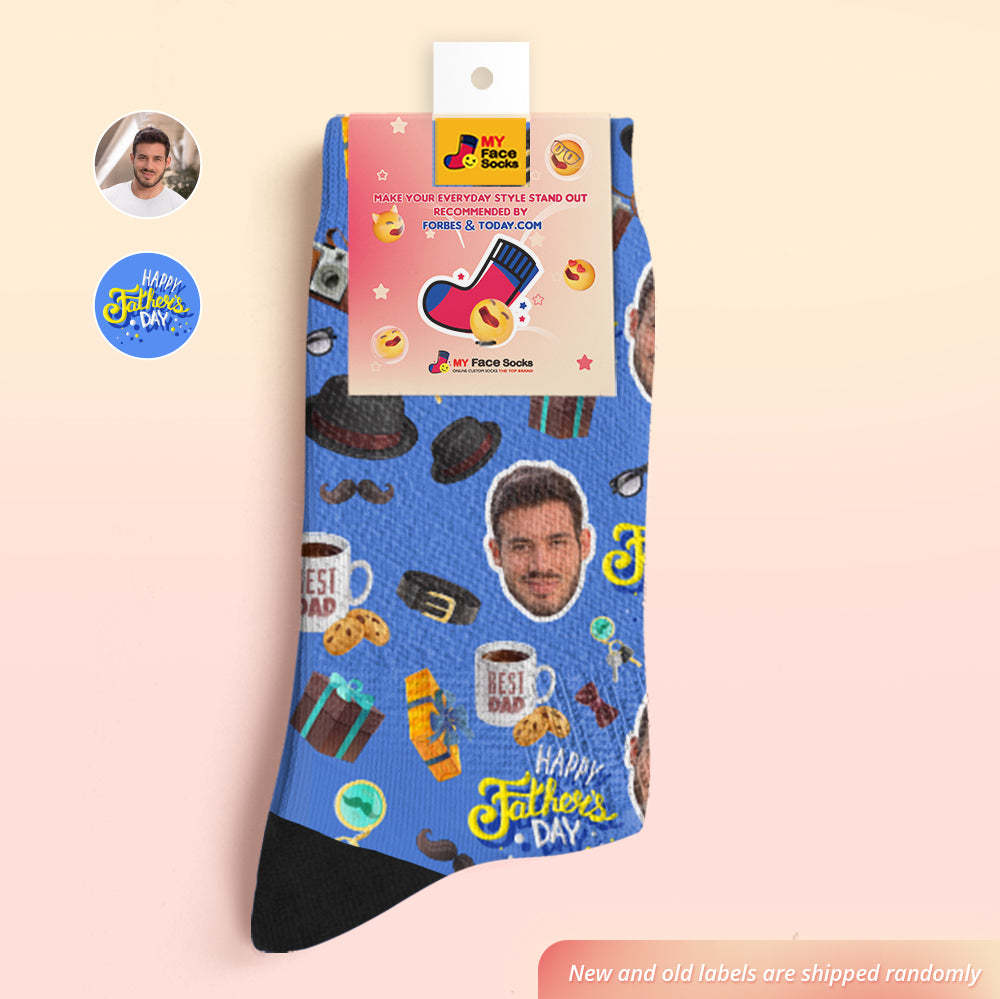 Calcetines De Cara Personalizados Agregue Imágenes Y Nombre Calcetines Suaves Transpirables Mejor Papá Día Del Padre - MyFaceSocksES