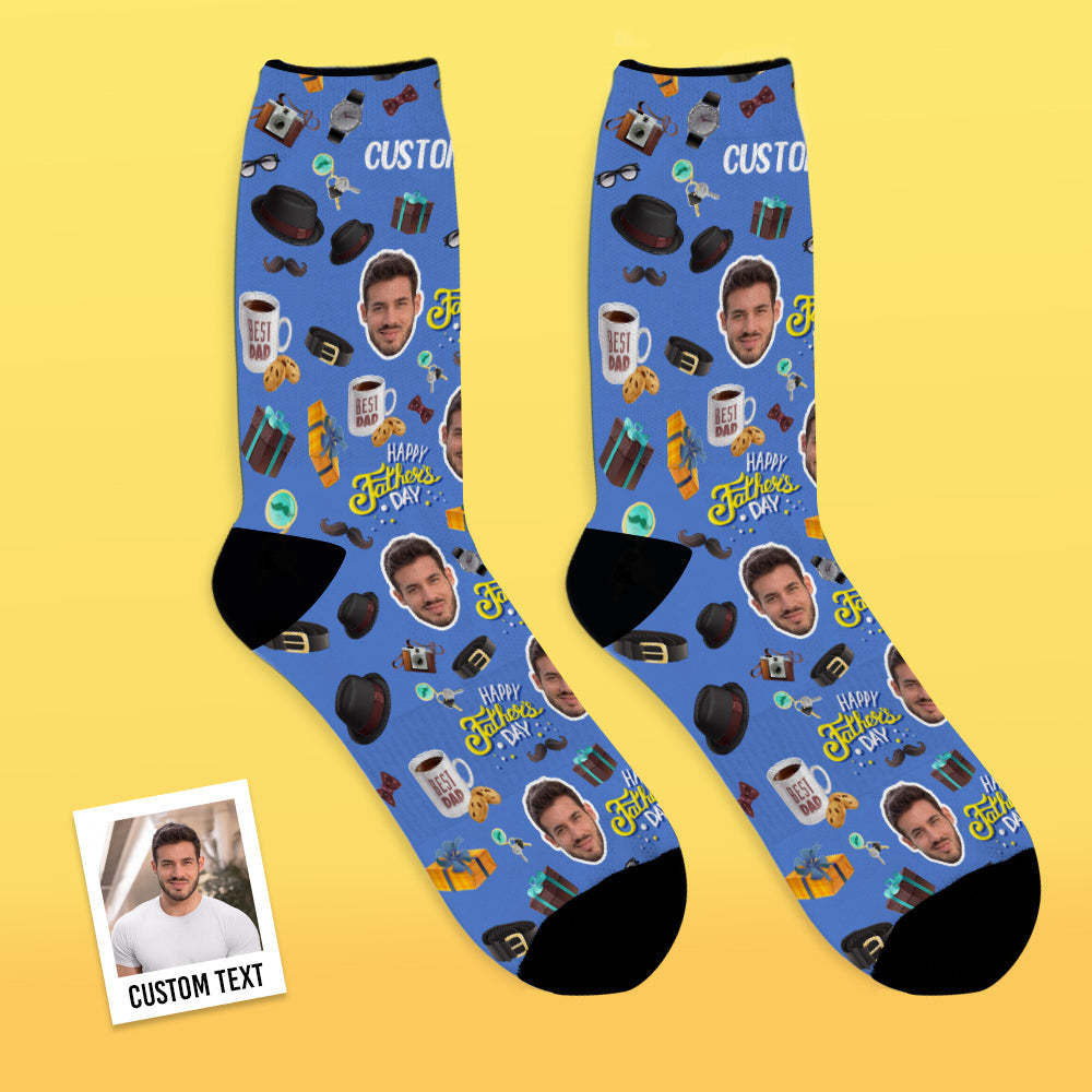 Calcetines De Cara Personalizados Agregue Imágenes Y Nombre Calcetines Suaves Transpirables Mejor Papá Día Del Padre - MyFaceSocksES