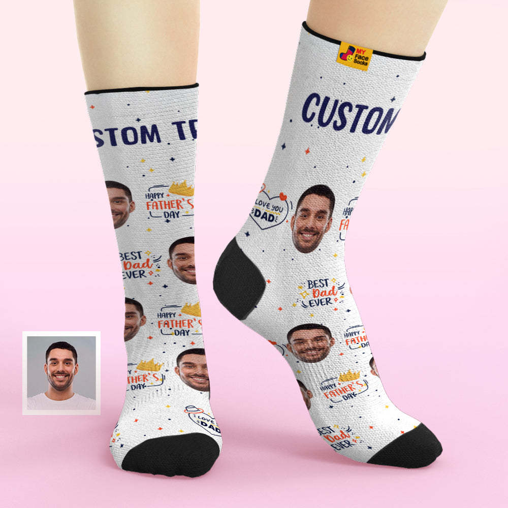 Calcetines De Cara Personalizados Agregar Imágenes Y Nombre Gran Papá Sublimado Regalos Del Día Del Padre Calcetines Suaves Transpirables - MyFaceSocksES