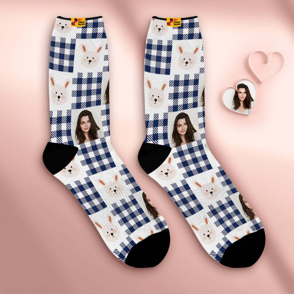 Calcetines Transpirables Personalizados Para La Cara, Calcetines Suaves Personalizados, Regalos Para El Amante-lindo Conejo - MyFaceSocksES