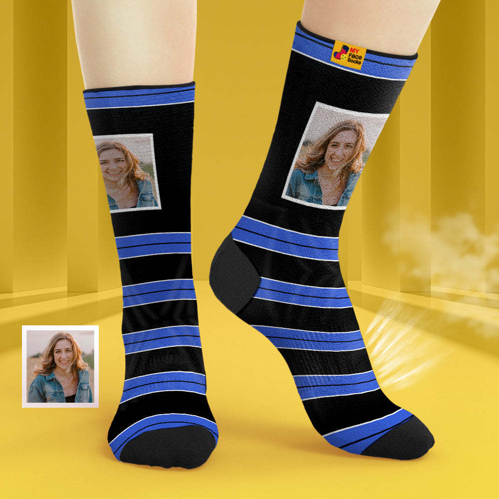 Calcetines Transpirables Personalizados Para La Cara Calcetines Suaves Personalizados Regalos Para Amantes-rayas - MyFaceSocksES