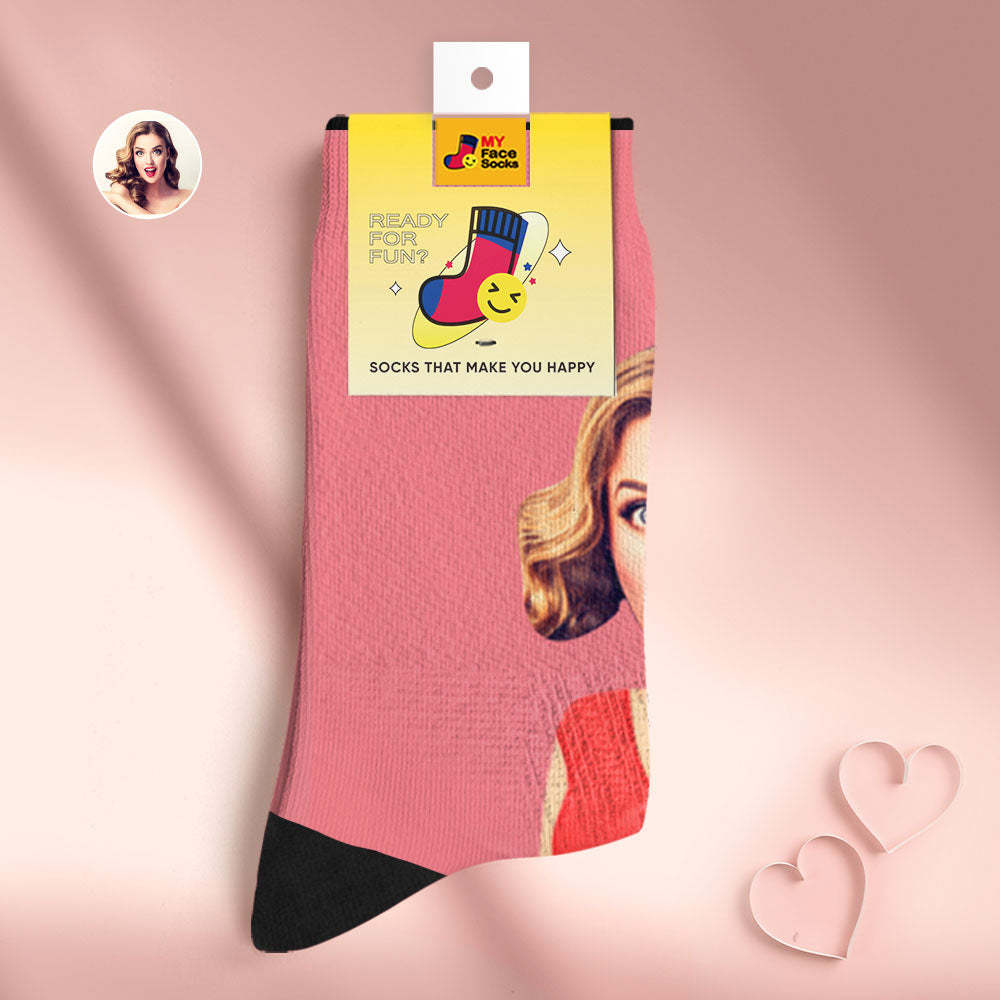 La Cara Respirable Personalizada Pega Los Regalos Suaves Personalizados De Los Calcetines Para La Mamá Estupenda - MyFaceSocksES