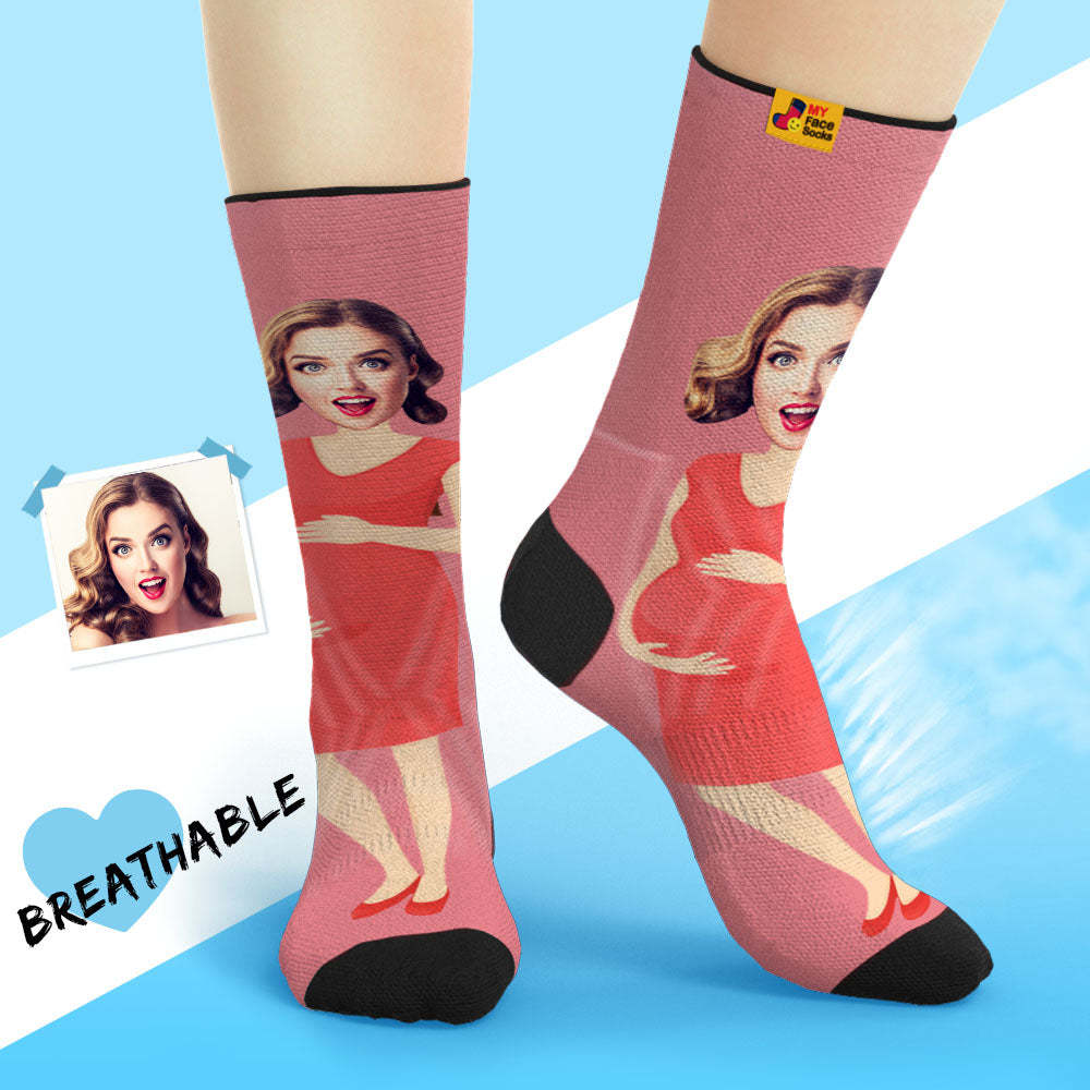 La Cara Respirable Personalizada Pega Los Regalos Suaves Personalizados De Los Calcetines Para La Mamá Estupenda - MyFaceSocksES