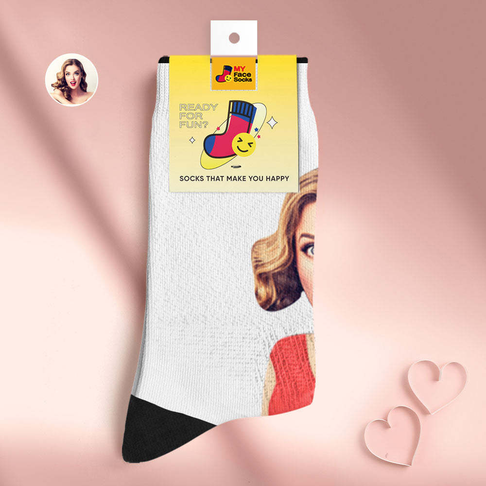 La Cara Respirable Personalizada Pega Los Regalos Suaves Personalizados De Los Calcetines Para La Mamá Estupenda - MyFaceSocksES