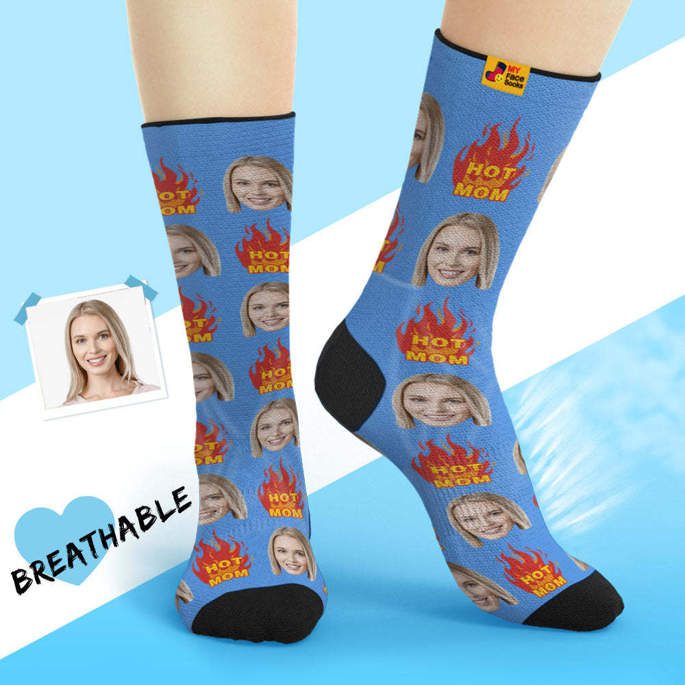 La Cara Transpirable Personalizada Pega Los Regalos Suaves Personalizados De Los Calcetines Para La Mamá Caliente - MyFaceSocksES