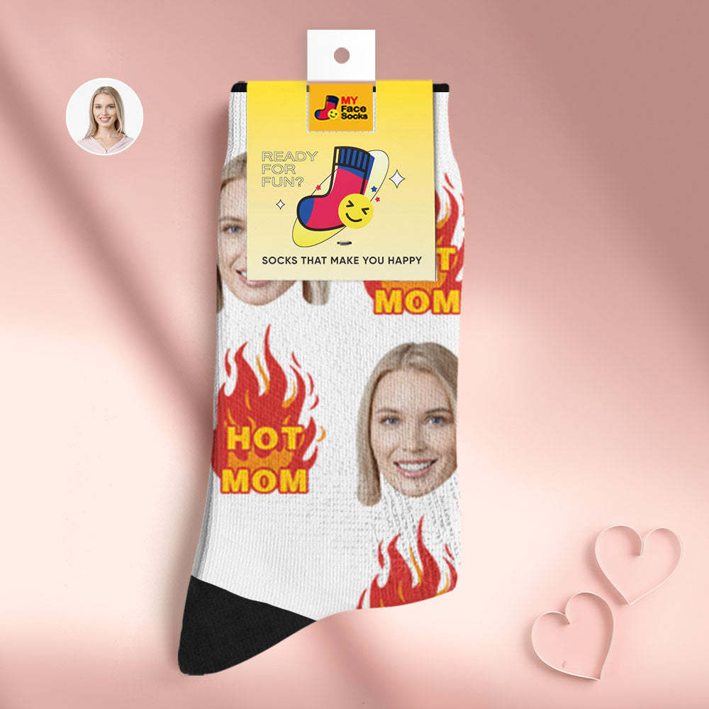 La Cara Transpirable Personalizada Pega Los Regalos Suaves Personalizados De Los Calcetines Para La Mamá Caliente - MyFaceSocksES