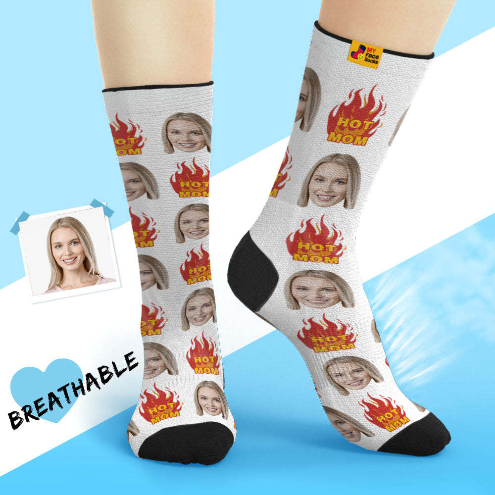 La Cara Transpirable Personalizada Pega Los Regalos Suaves Personalizados De Los Calcetines Para La Mamá Caliente - MyFaceSocksES