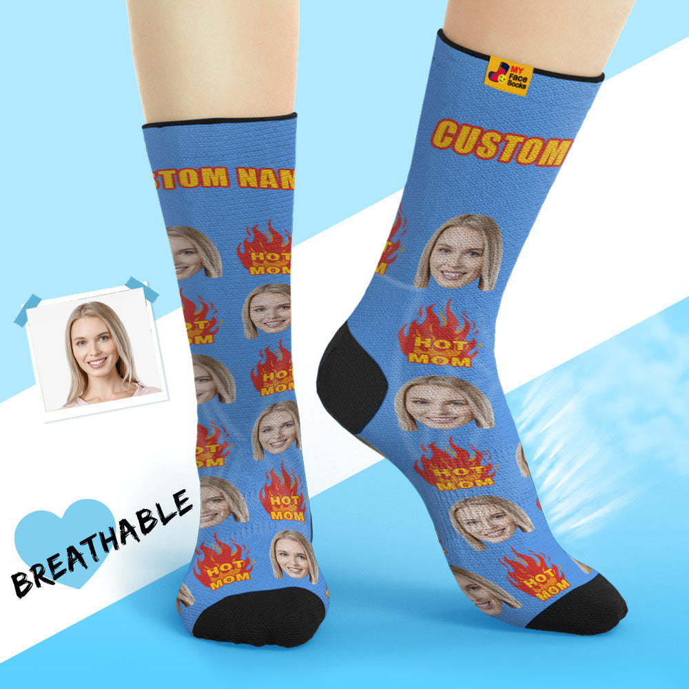 La Cara Transpirable Personalizada Pega Los Regalos Suaves Personalizados De Los Calcetines Para La Mamá Caliente - MyFaceSocksES