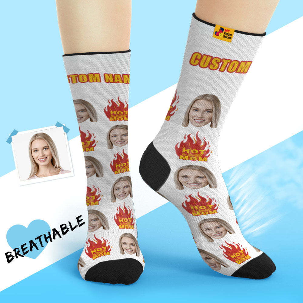 La Cara Transpirable Personalizada Pega Los Regalos Suaves Personalizados De Los Calcetines Para La Mamá Caliente - MyFaceSocksES