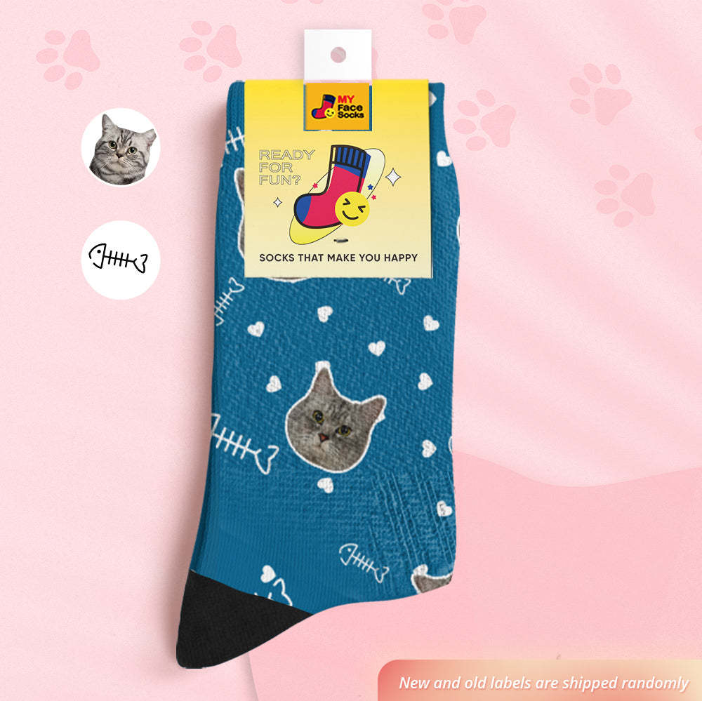 Cara Transpirable Personalizada Calcetines Calcetines Suaves Personalizados Regalos Cara Linda Del Gato - MyFaceSocksES