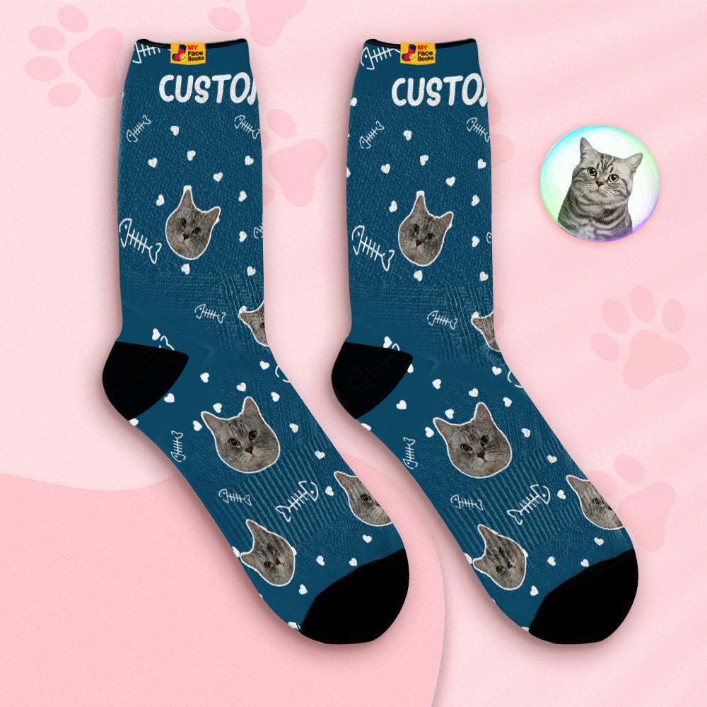 Cara Transpirable Personalizada Calcetines Calcetines Suaves Personalizados Regalos Cara Linda Del Gato - MyFaceSocksES