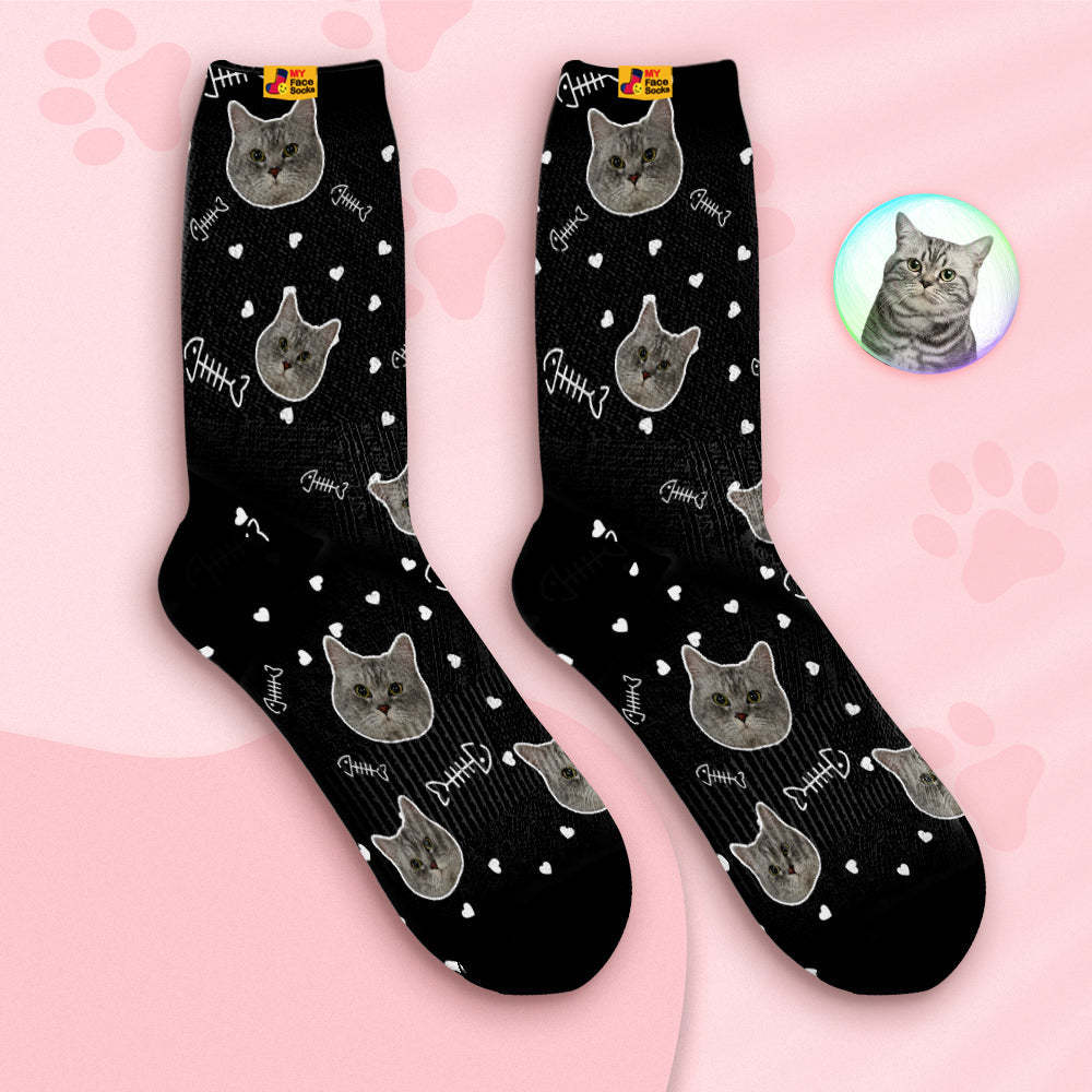 Cara Transpirable Personalizada Calcetines Calcetines Suaves Personalizados Regalos Cara Linda Del Gato - MyFaceSocksES