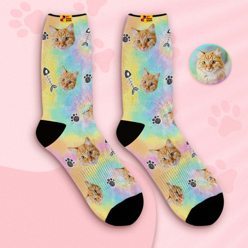 Calcetines Faciales Transpirables Personalizados Calcetines Suaves Personalizados Regalos Tie-dye Pet Face - MyFaceSocksES