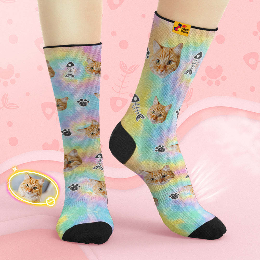 Calcetines Faciales Transpirables Personalizados Calcetines Suaves Personalizados Regalos Tie-dye Pet Face - MyFaceSocksES