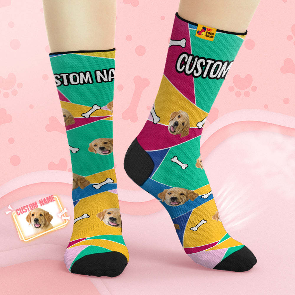 Calcetines Transpirables Personalizados Para La Cara, Calcetines Suaves Personalizados, Regalos, Cara De Mascota De Mosaico - MyFaceSocksES