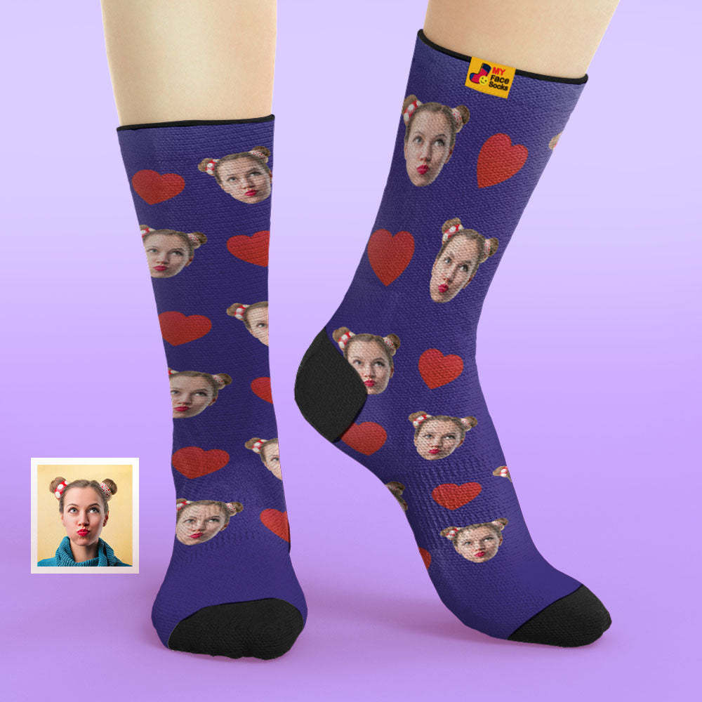 Personalizado Foto Personalizada Emoticones Cara Calcetines-corazón De Amor - MyFaceSocksES