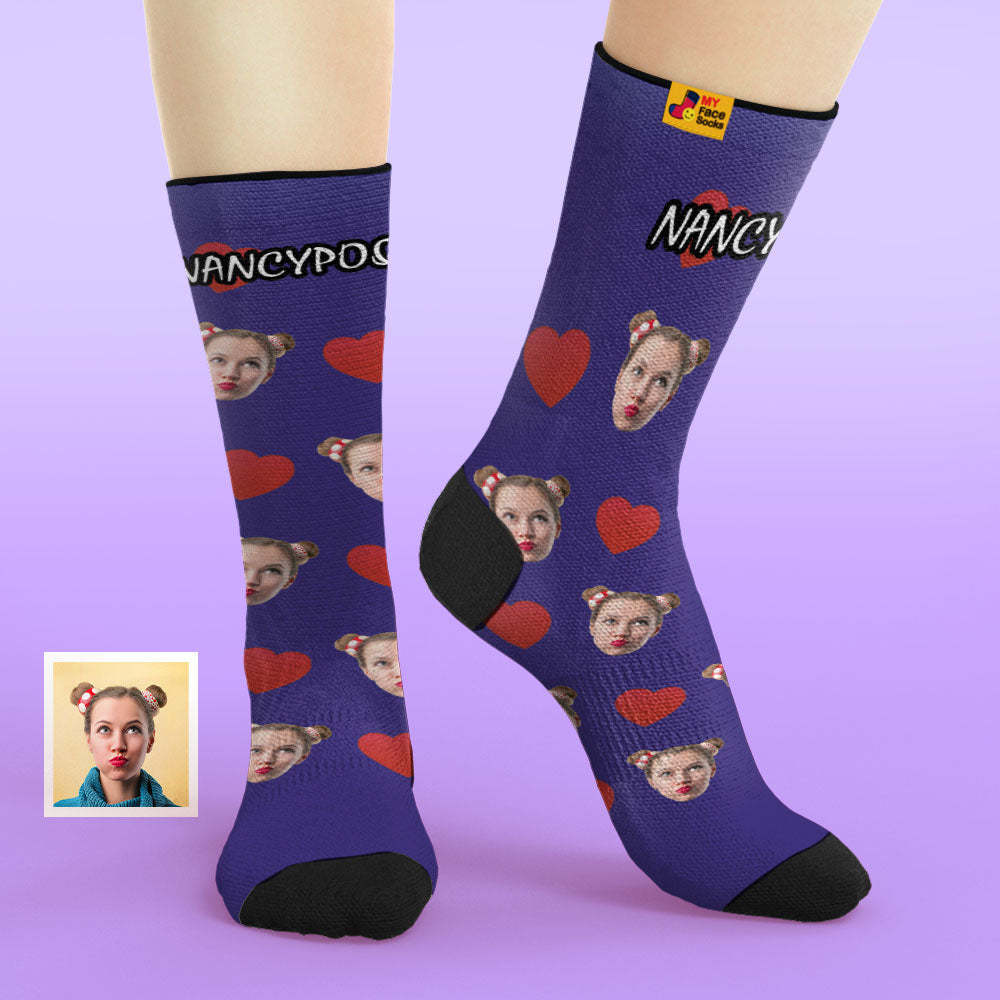 Personalizado Foto Personalizada Emoticones Cara Calcetines-corazón De Amor - MyFaceSocksES