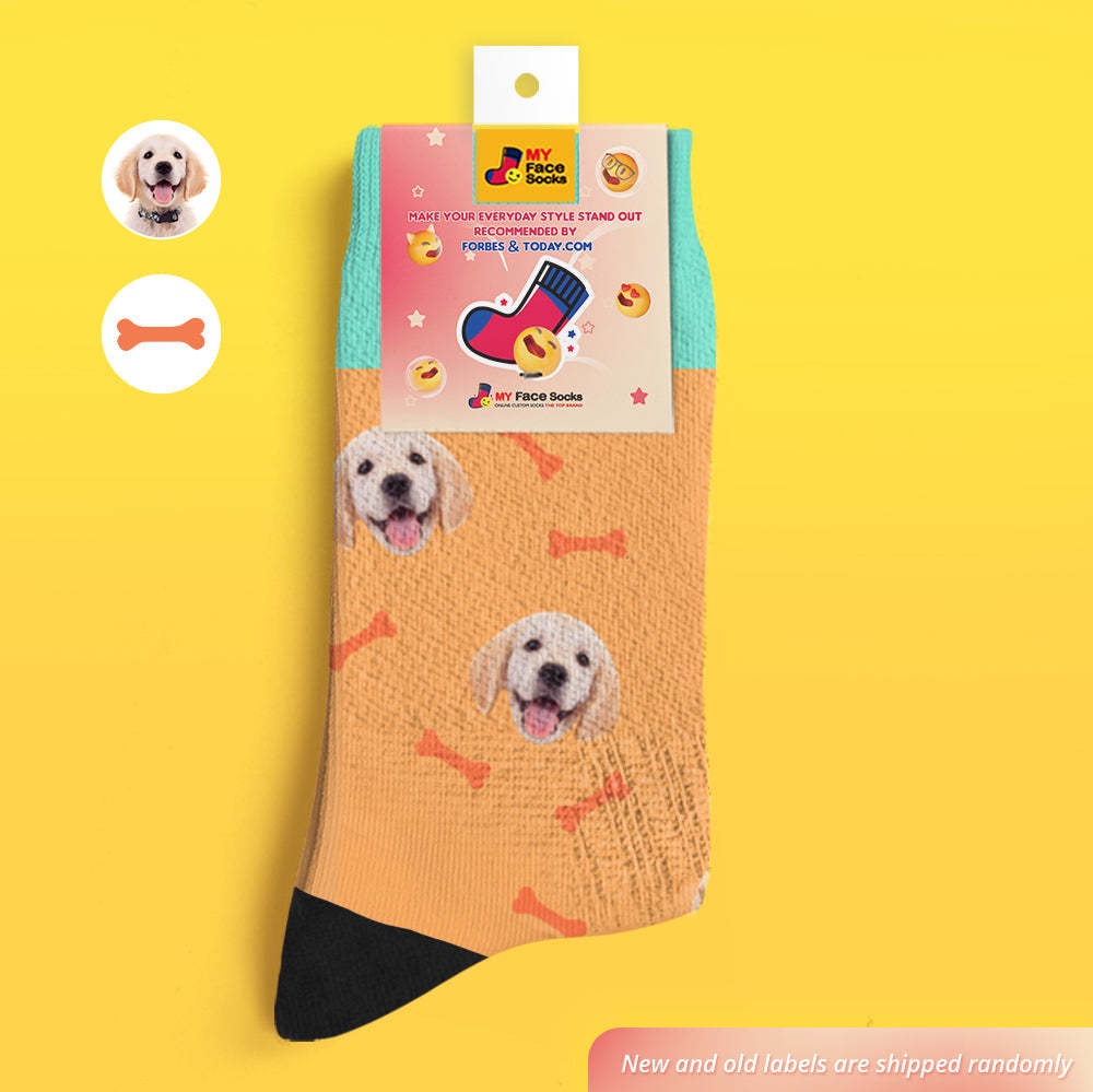 Personalizado Foto Personalizada Mascota Cara Calcetines-hueso - MyFaceSocksES