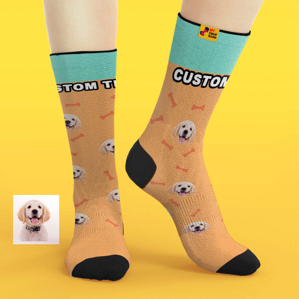 Personalizado Foto Personalizada Mascota Cara Calcetines-hueso - MyFaceSocksES