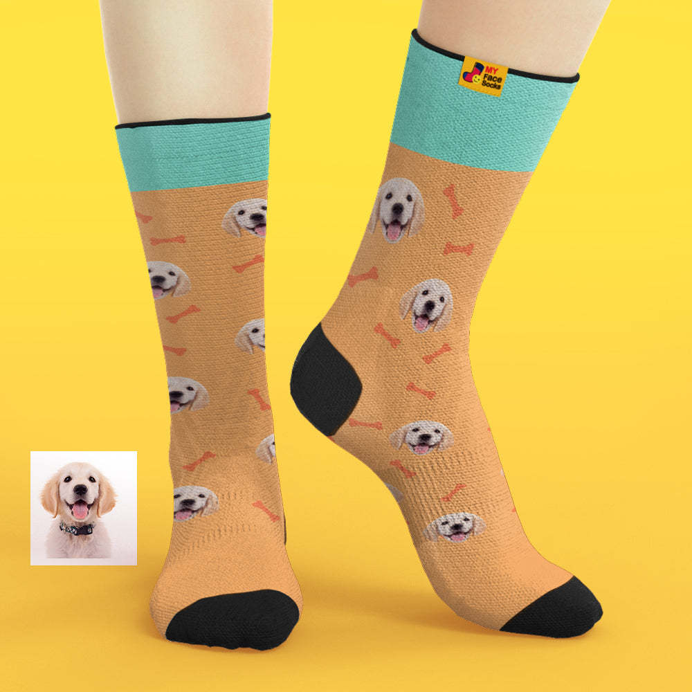 Personalizado Foto Personalizada Mascota Cara Calcetines-hueso - MyFaceSocksES