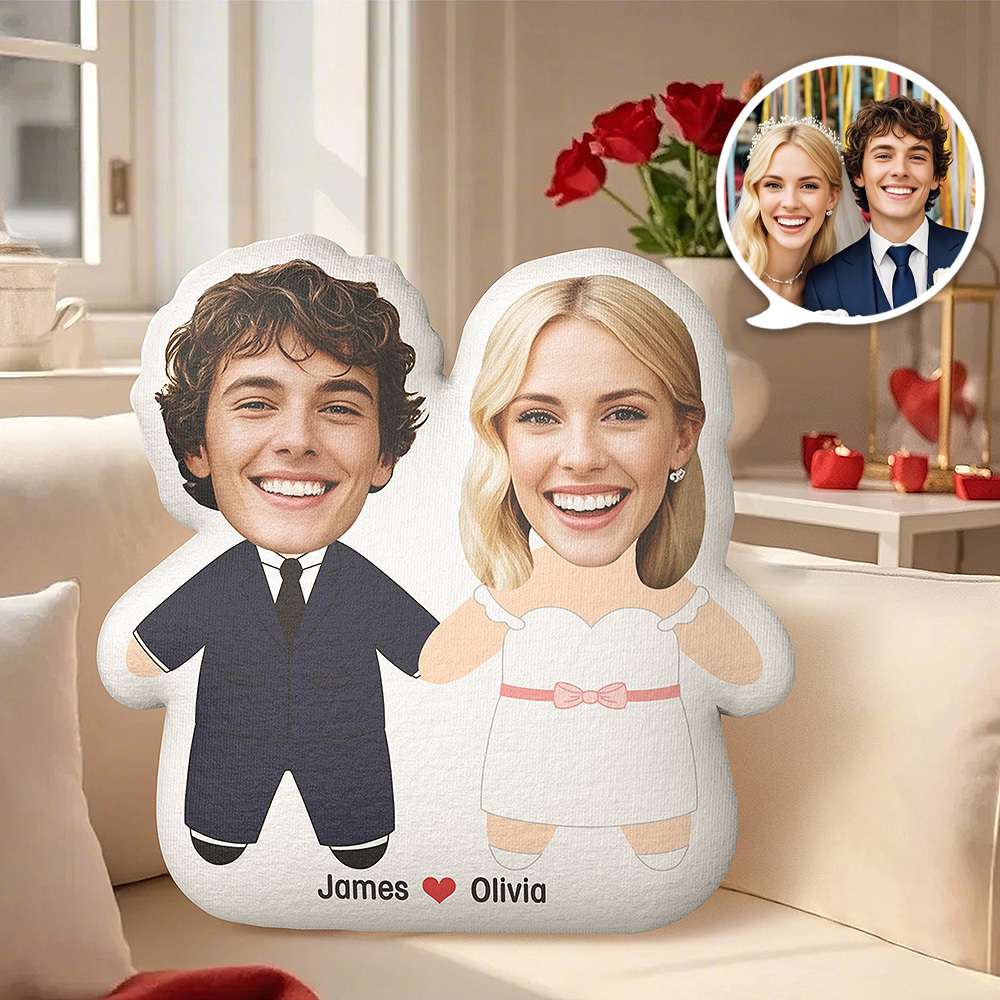 Foto Personalizada Recortada De Cara Para Regalo De Pareja De Novios Almohada Personalizada Con Forma Personalizada Regalo De San Valentín Para Pareja - MyFaceSocksES